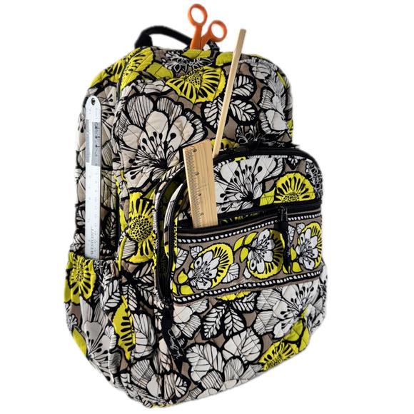 Vera Bradley Handbags - Vera Bradley Backpack Floral Design School Pockets Travel Yellow Neon Weekender